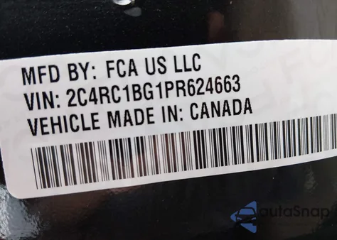 2023 Chrysler Pacifica Touring L из США, поврежденный, VIN 2C4RC1BG1PR624663